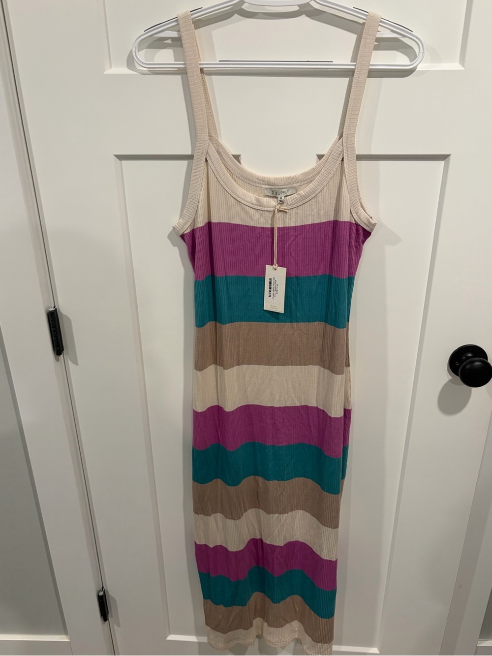 Z Supply Striped Maxi Dress in Cream, Teal & Magenta